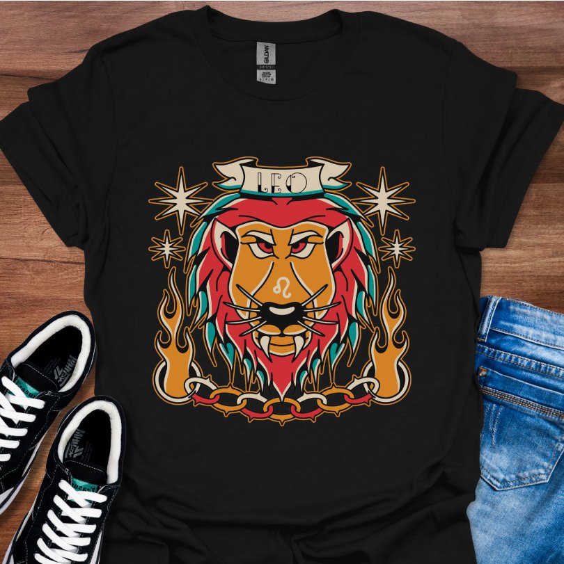 Leo Tattoo Style T-Shirt