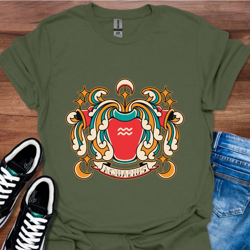 Aquarius Tattoo Style T-Shirt