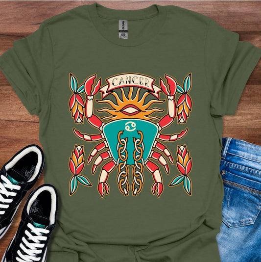 Cancer Tattoo Style T-Shirt