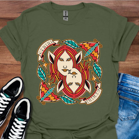 Gemini Tattoo Style T-Shirt