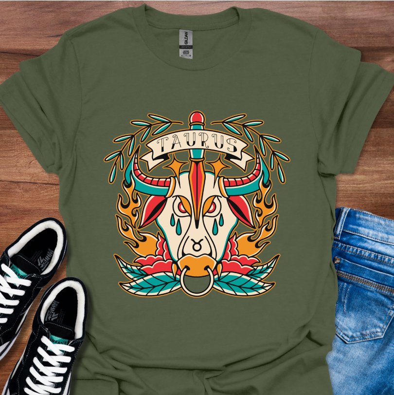 Taurus Tattoo Style T-Shirt