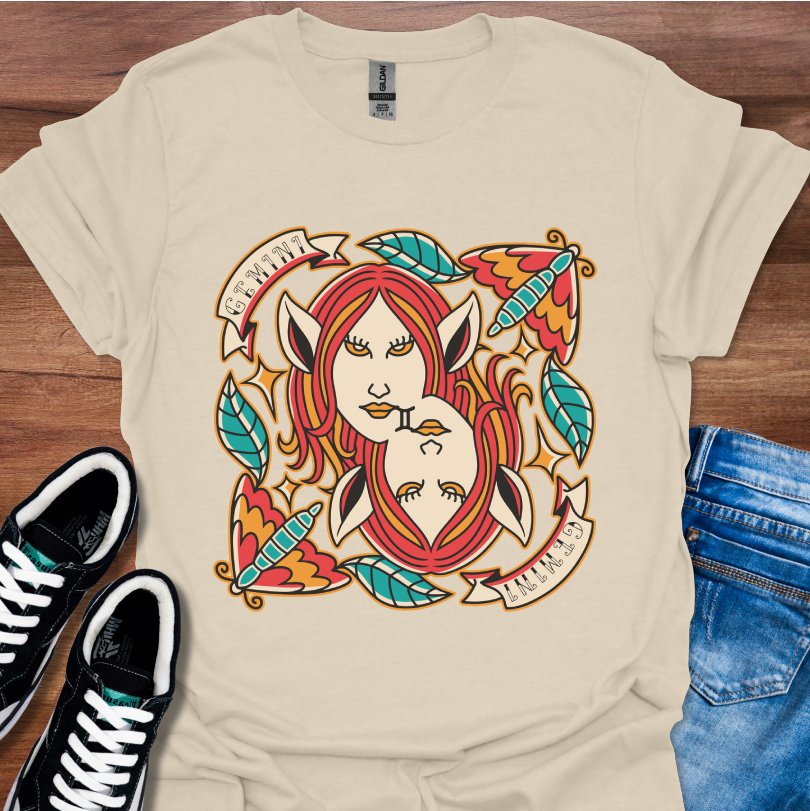 Gemini Tattoo Style T-Shirt