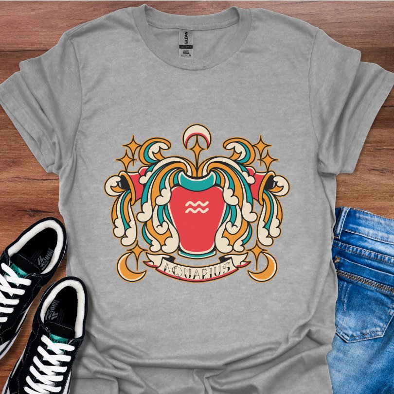 Aquarius Tattoo Style T-Shirt