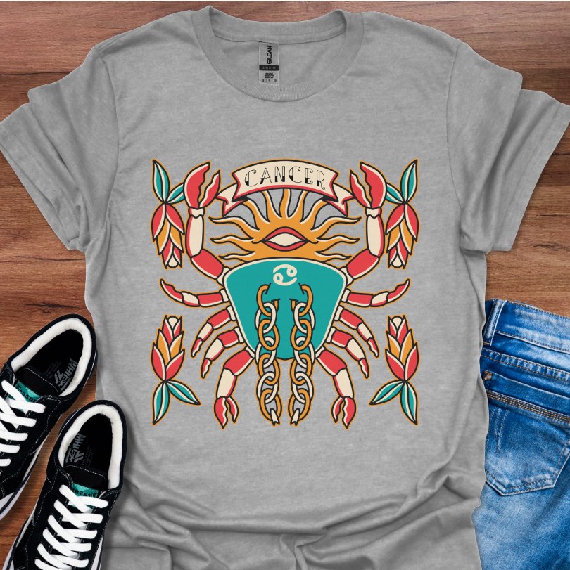 Cancer Tattoo Style T-Shirt