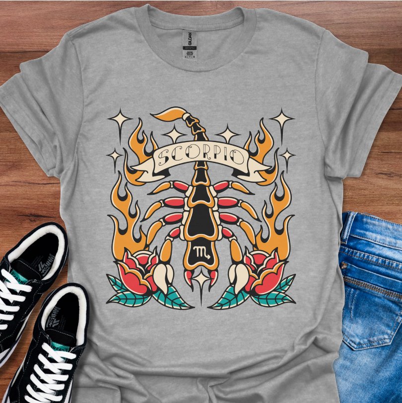 Scorpio Tattoo Style T-Shirt
