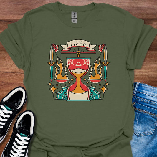 Libra Tattoo Style T-Shirt
