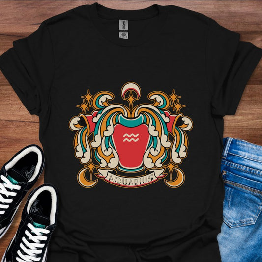 Aquarius Tattoo Style T-Shirt