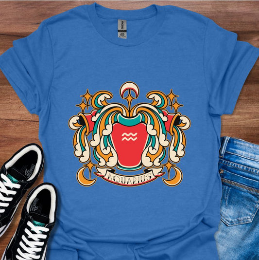 Aquarius Tattoo Style T-Shirt